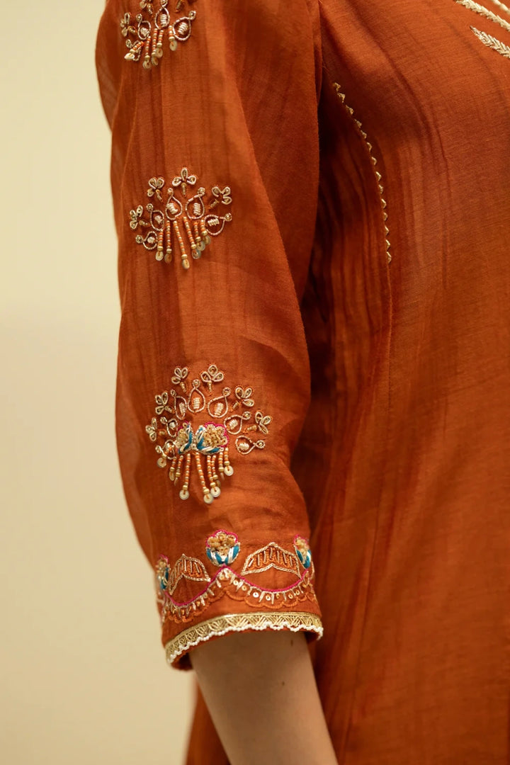 Jhoomar Mul Chanderi Aline Kurta Set