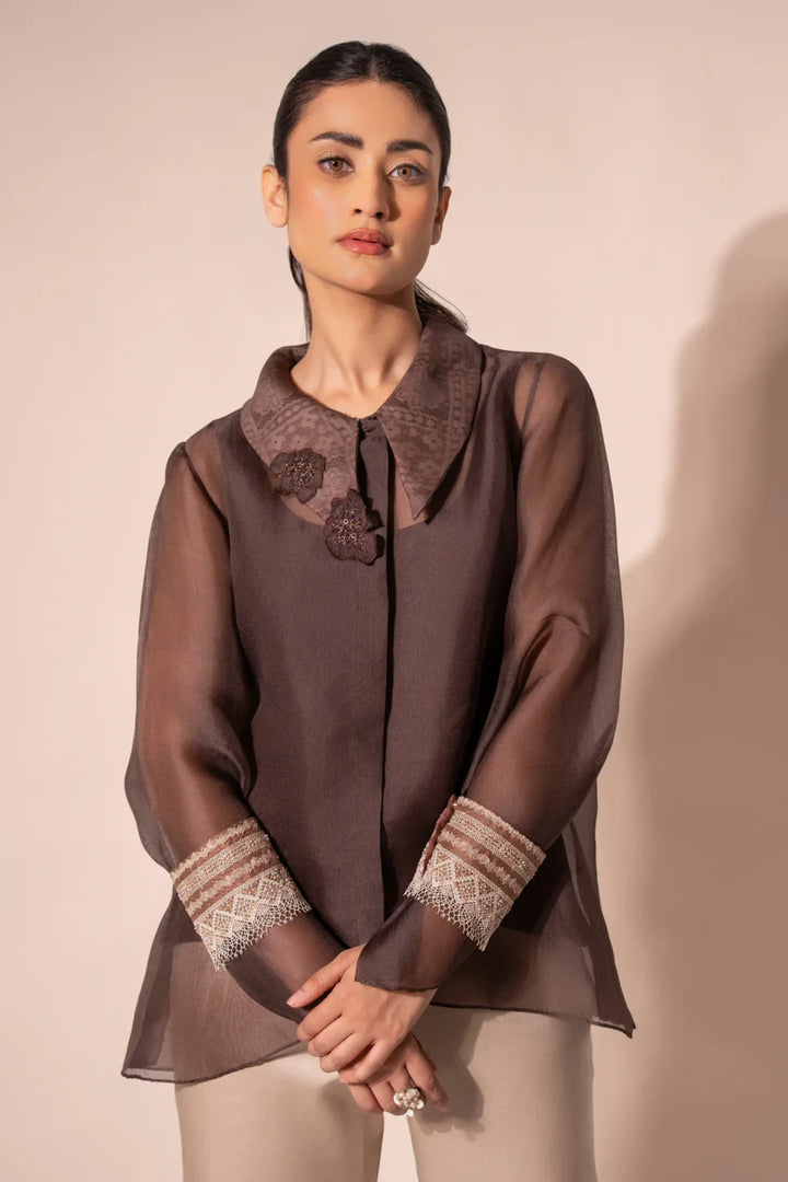Dark Brown Long Collar Shirt