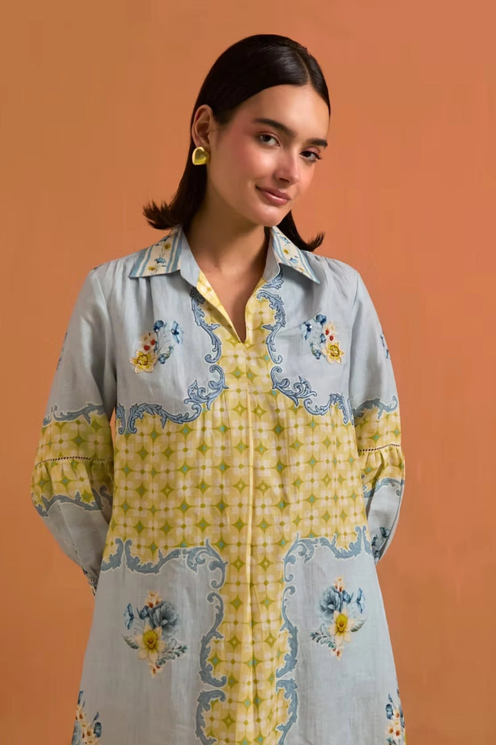 Verdant Shirt Dress- Sky Blue