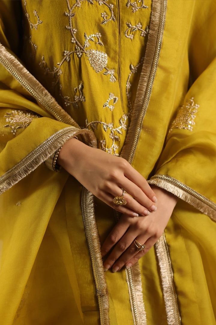 Noor Sharara Set - Mustard