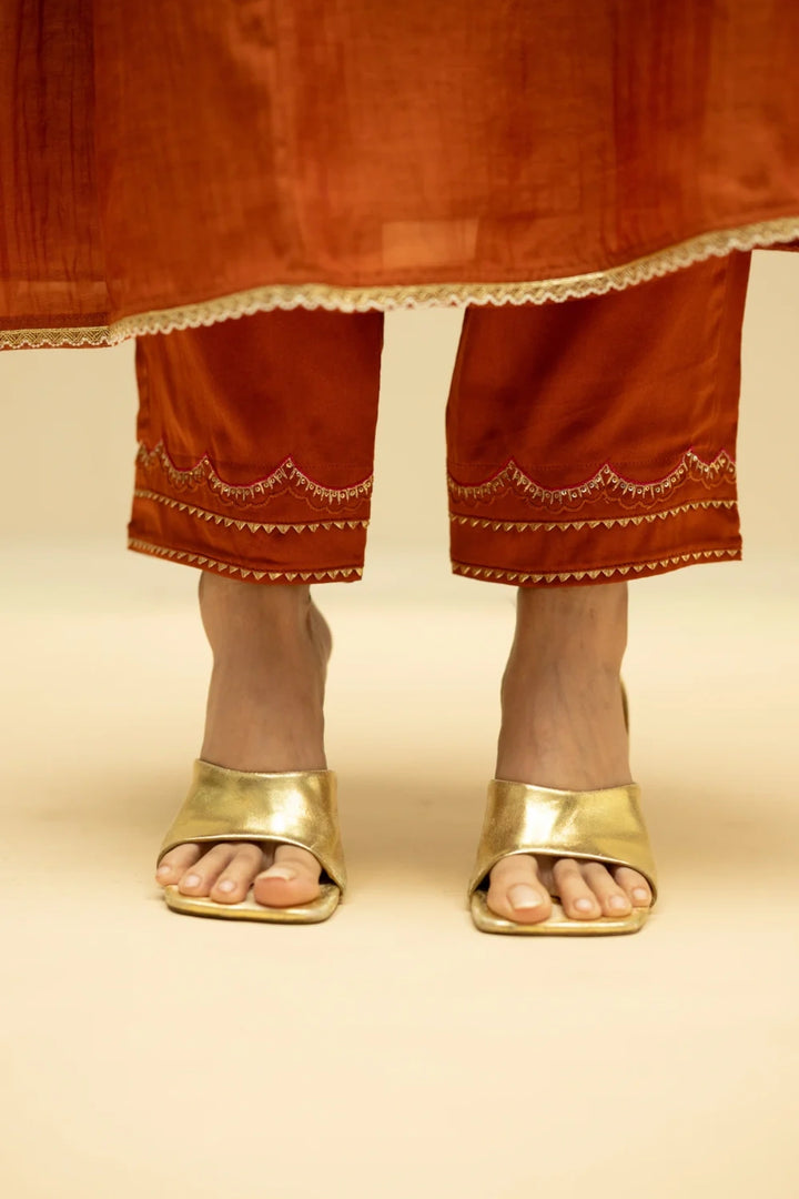 Jhoomar Mul Chanderi Aline Kurta Set