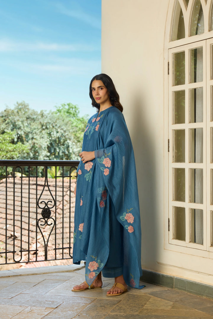 Indigo Applique Kurta Set