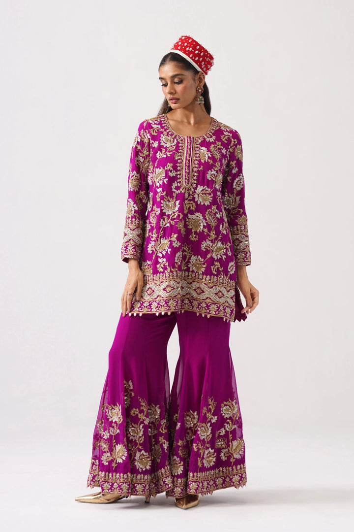 Zaar Bagh - Sharara Set - Purple