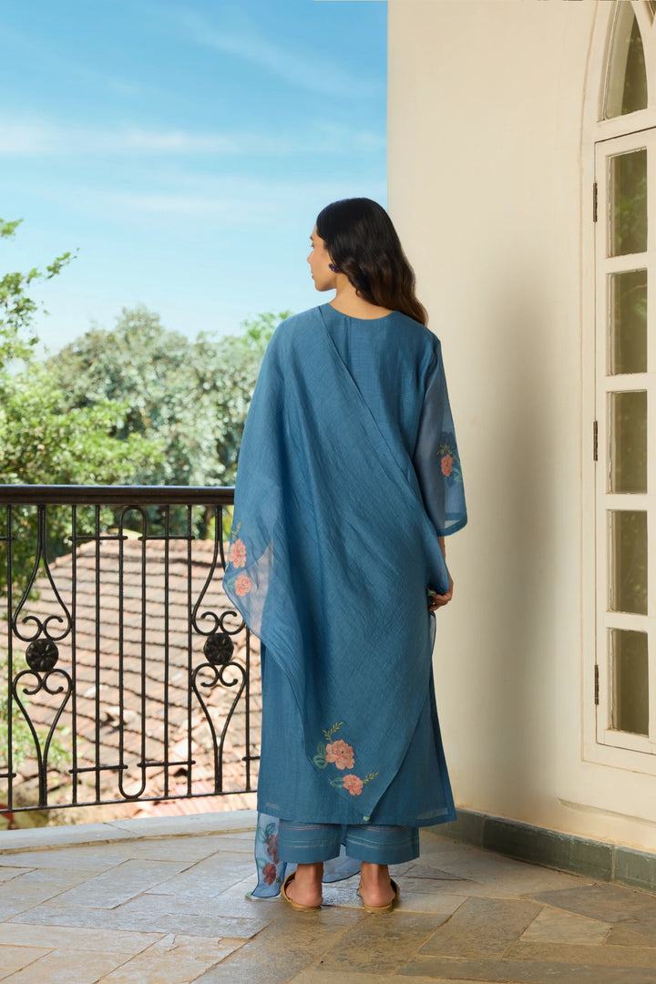 Indigo Applique Kurta Set