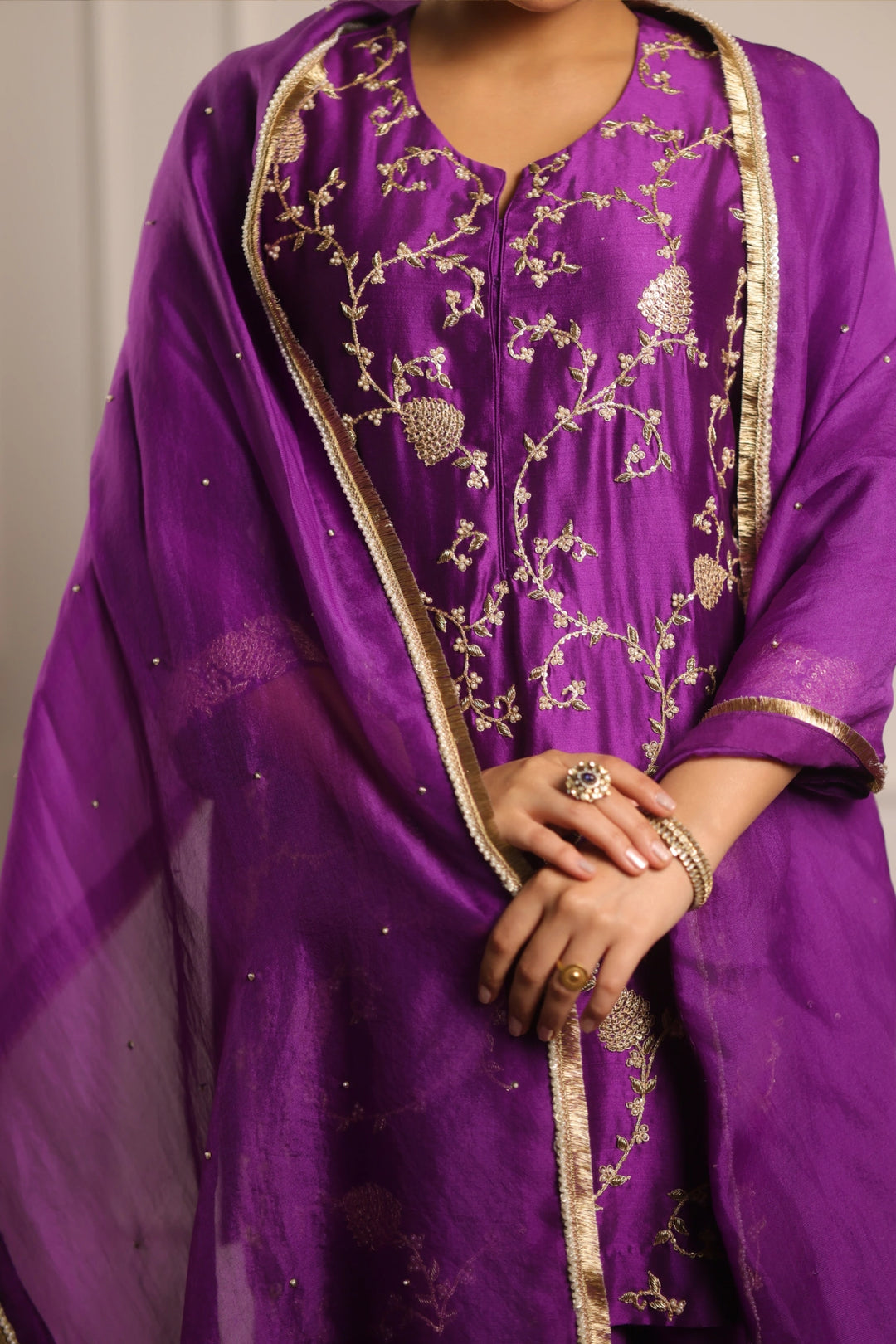Noor Sharara Set - Purple