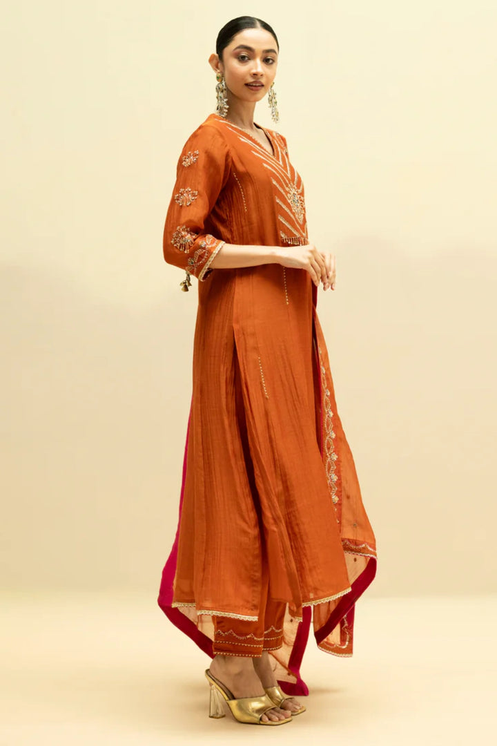 Jhoomar Mul Chanderi Aline Kurta Set