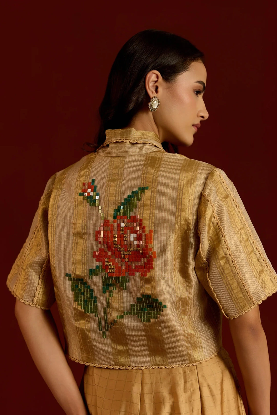 Gold Crop Blazer + Sharara