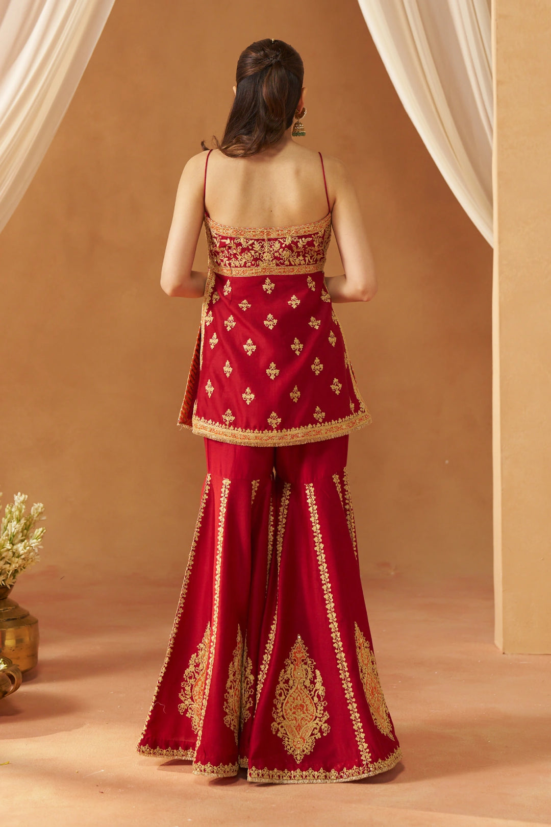 Najma Deep Red Kurta with Garara and Dupatta