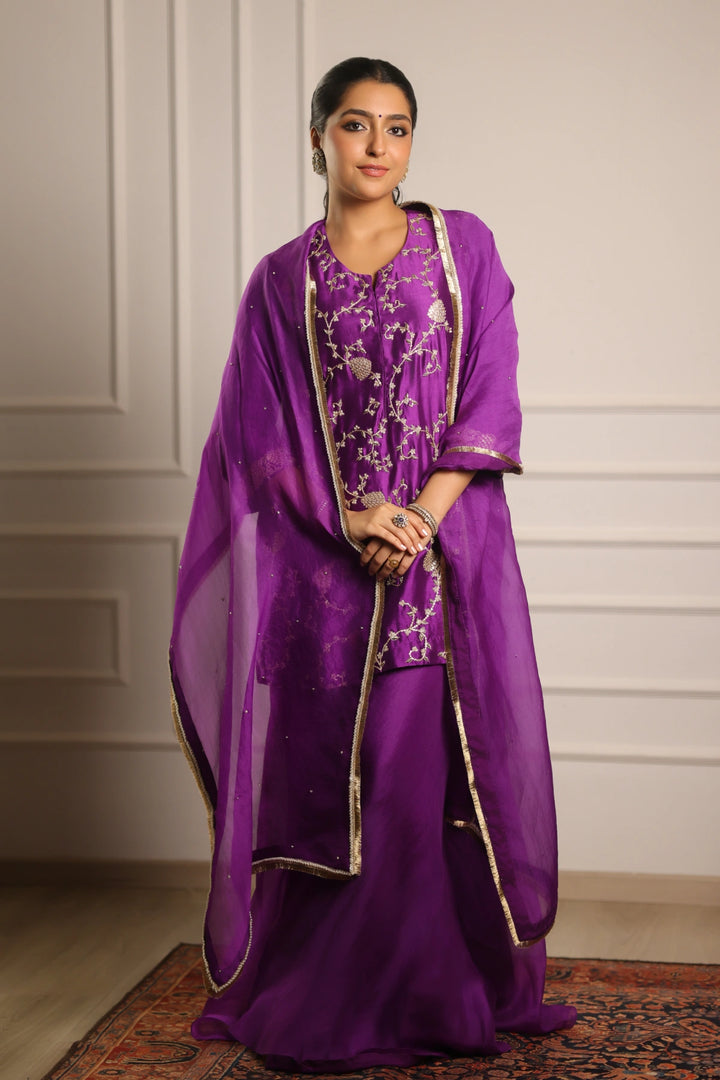 Noor Sharara Set - Purple