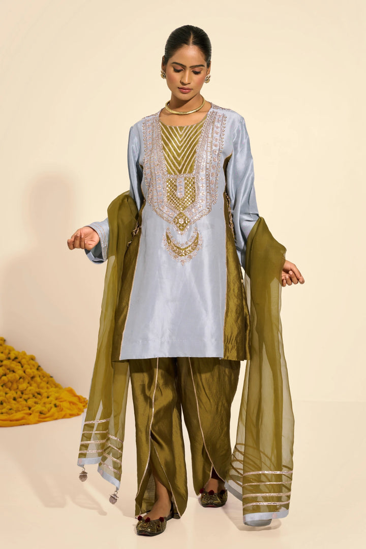 Ice blue kurta set