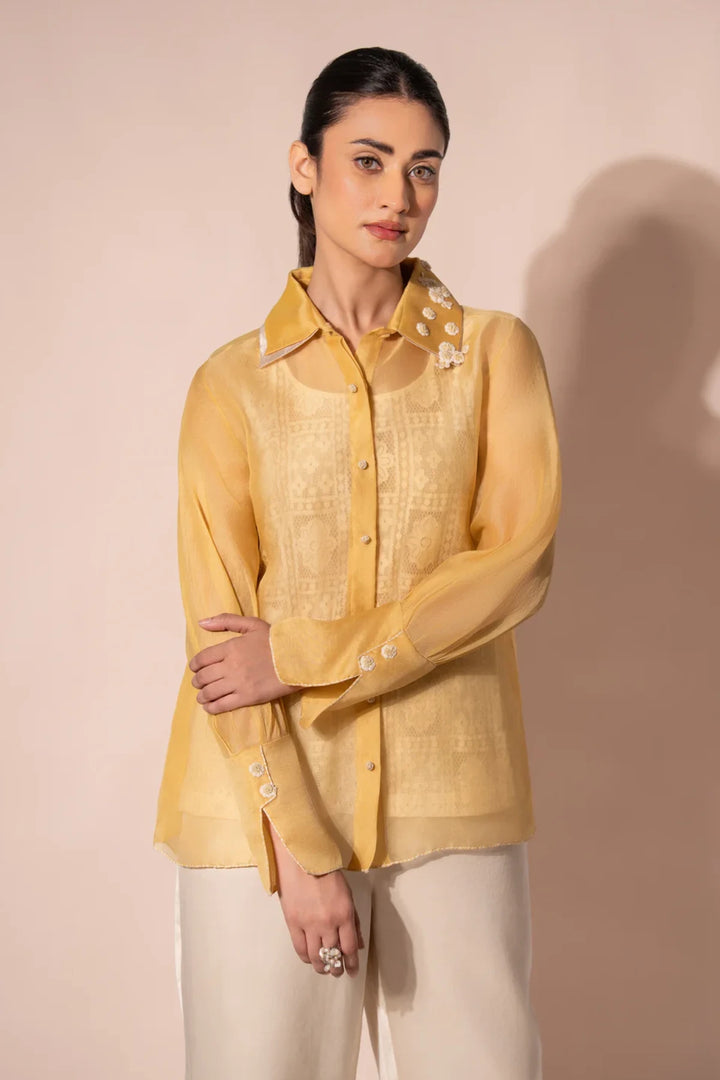 Yellow Afloat Organza Shirt