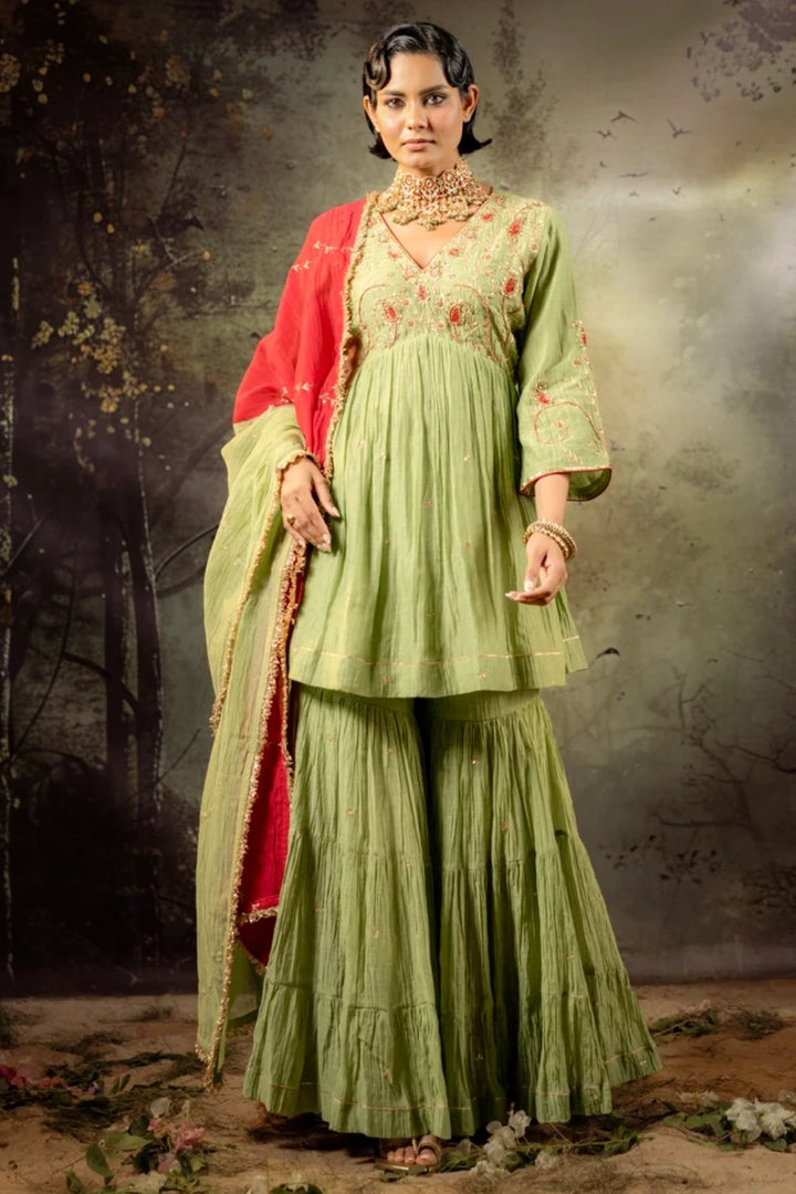 Elaichi Green Ambi Sharara Set