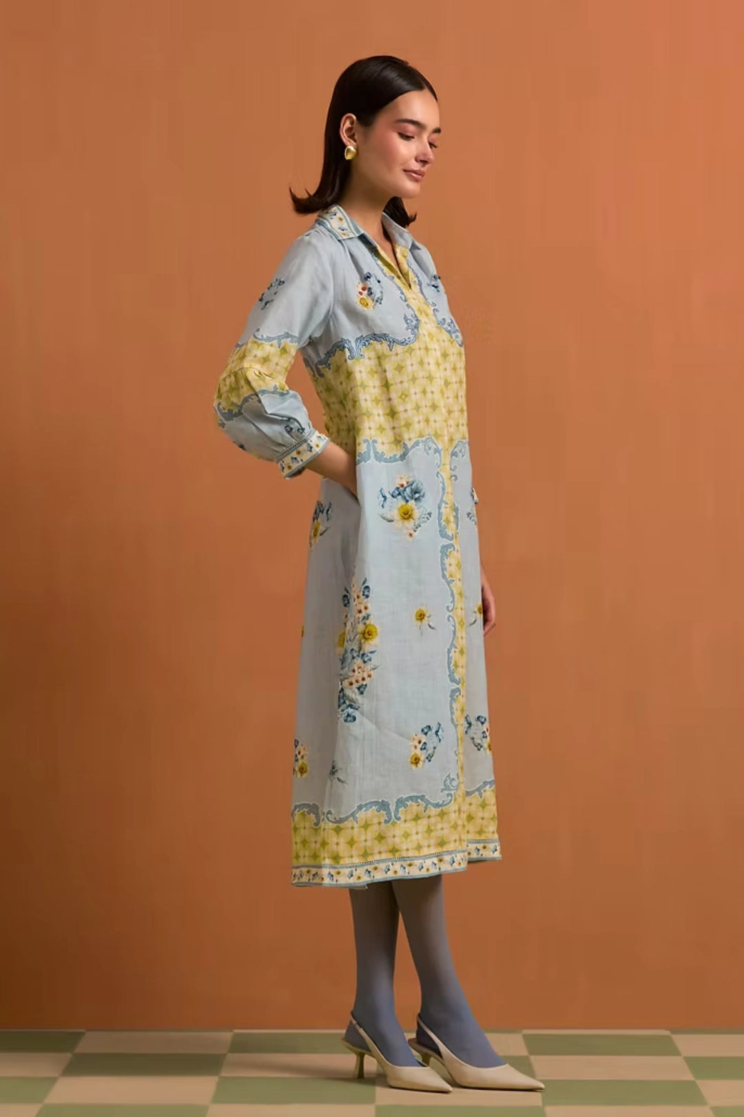 Verdant Shirt Dress- Sky Blue