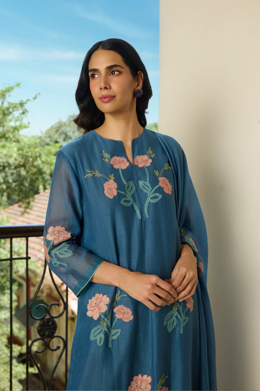 Indigo Applique Kurta Set