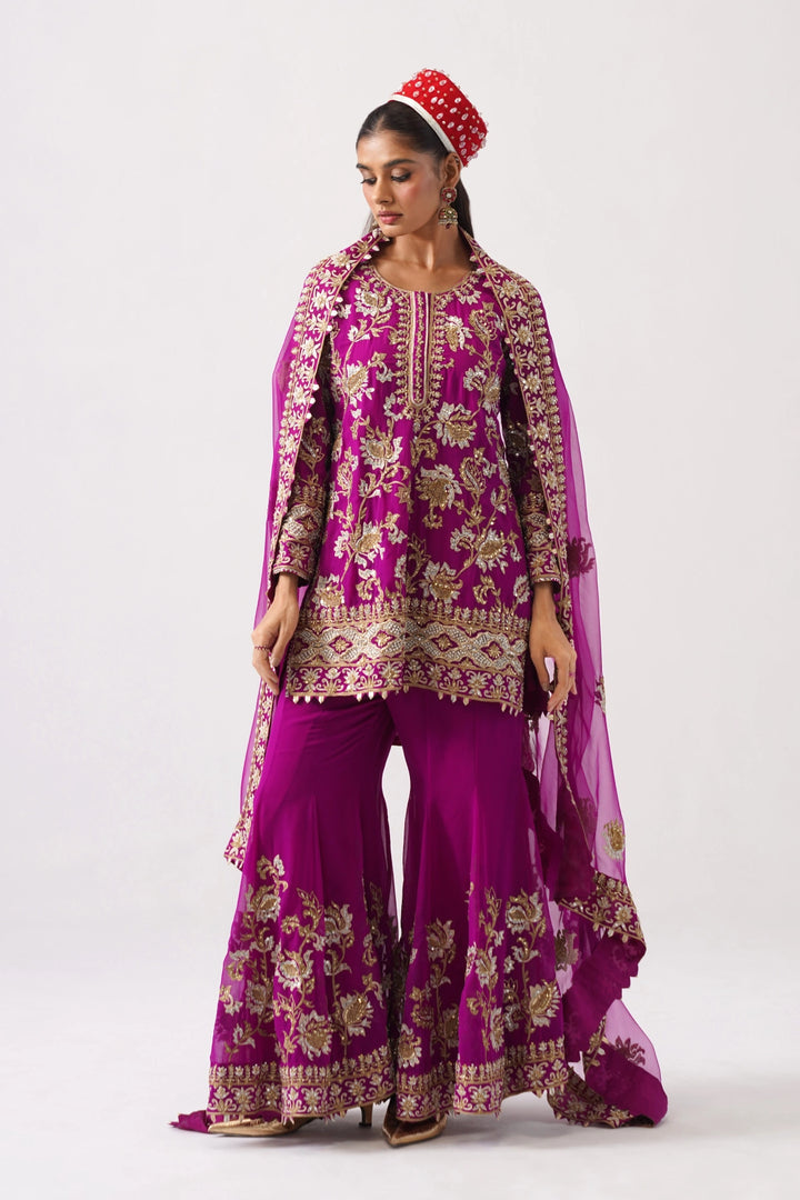 Zaar Bagh - Sharara Set - Purple