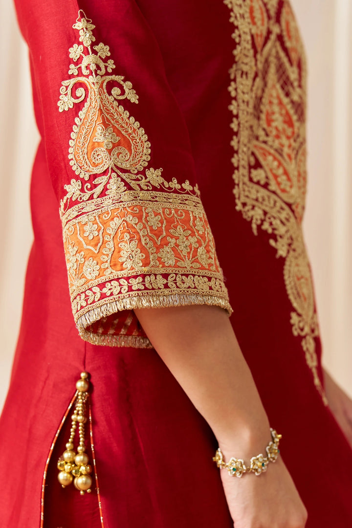 Adeela Deep Red Kurta with Salwar and Dupatta
