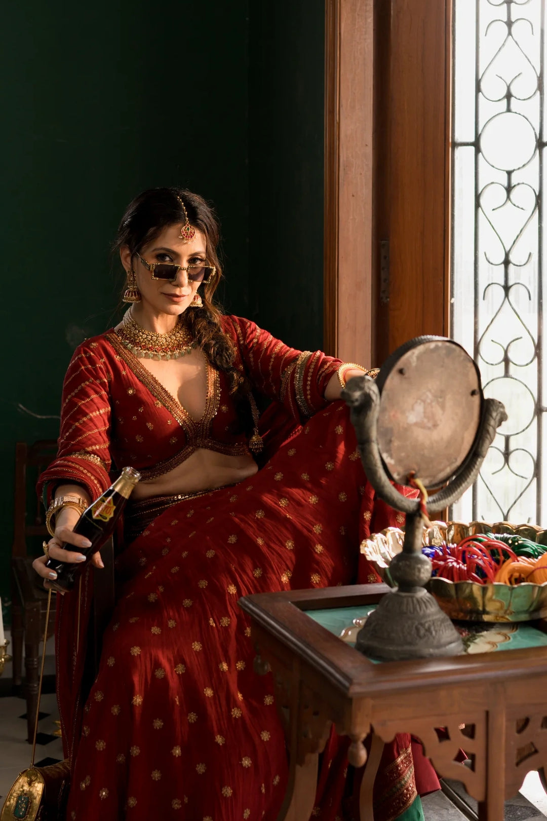 Brick red lehnega set