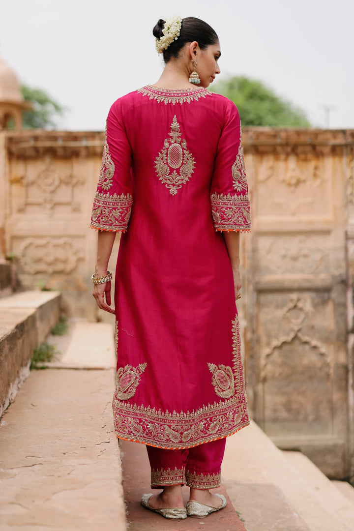 Arwa - Hot Pink Long Kurta Set with Salwar & Dupatta