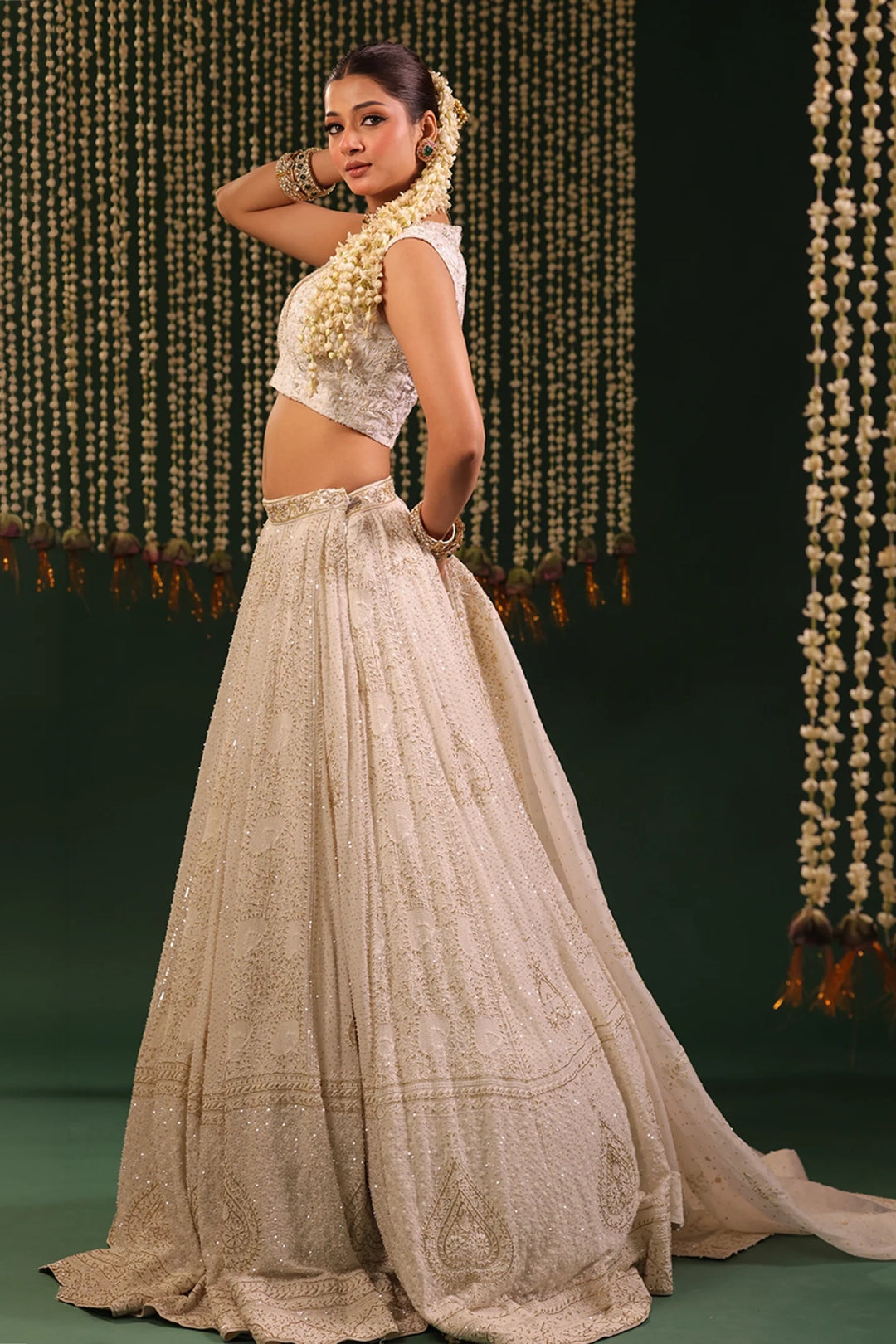 Ivory Pure and Premium Georgette Lehenga and Dupatta Set