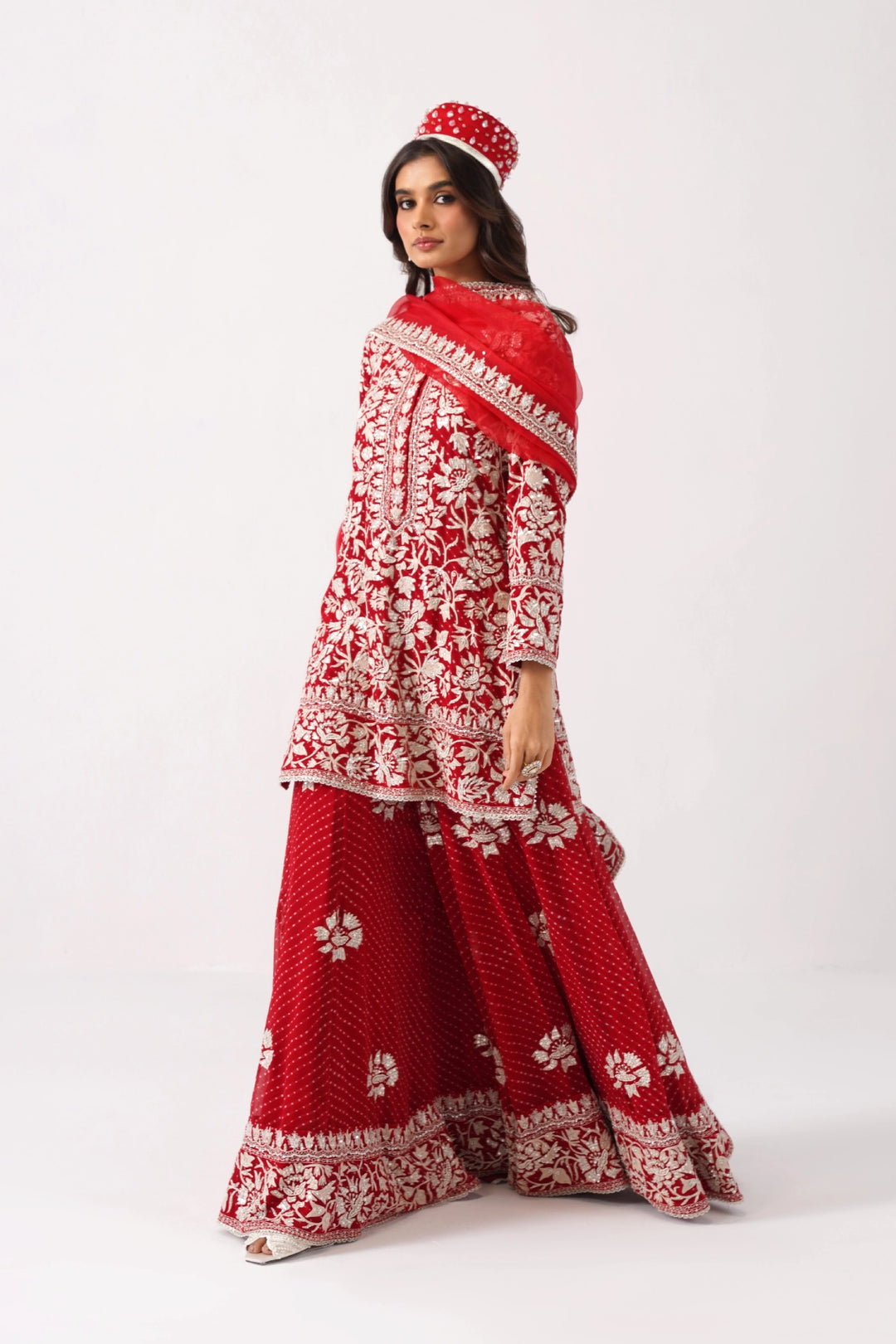 Red Sharara Set