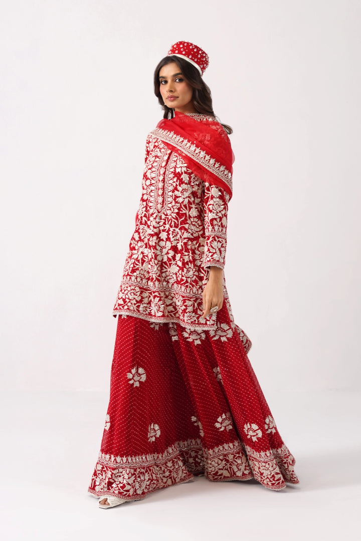 Red Sharara Set