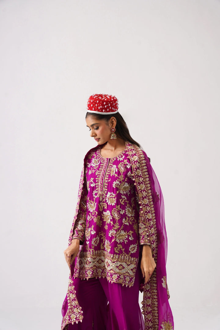 Zaar Bagh - Sharara Set - Purple
