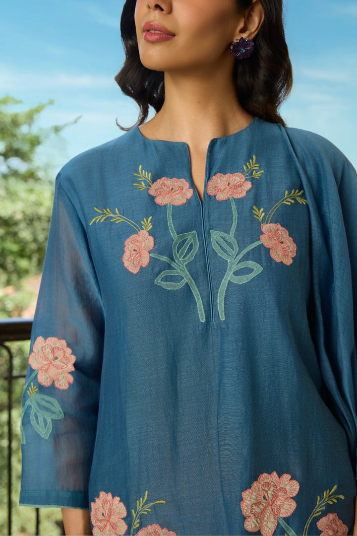 Indigo Applique Kurta Set