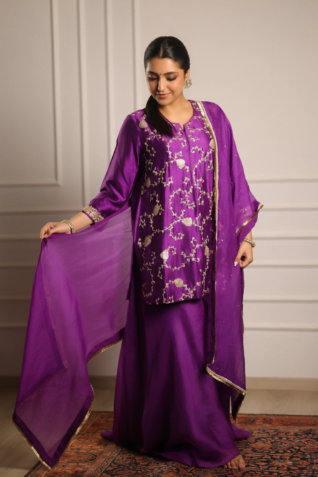 Noor Sharara Set - Purple