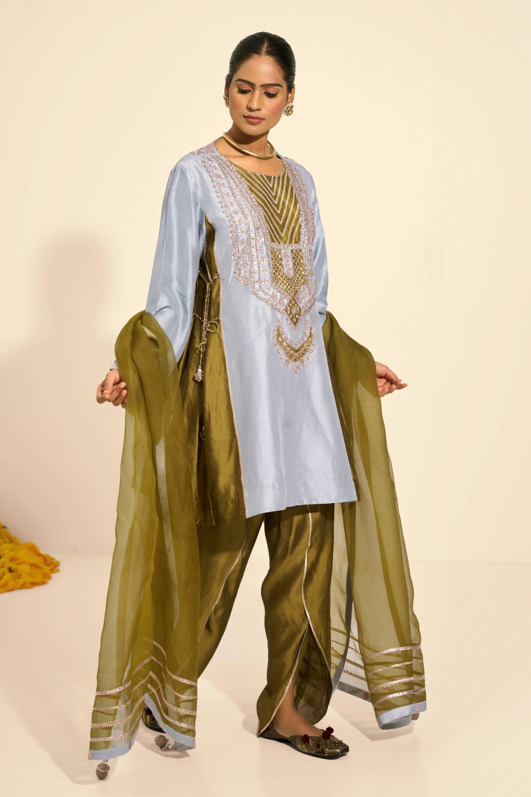 Ice blue kurta set