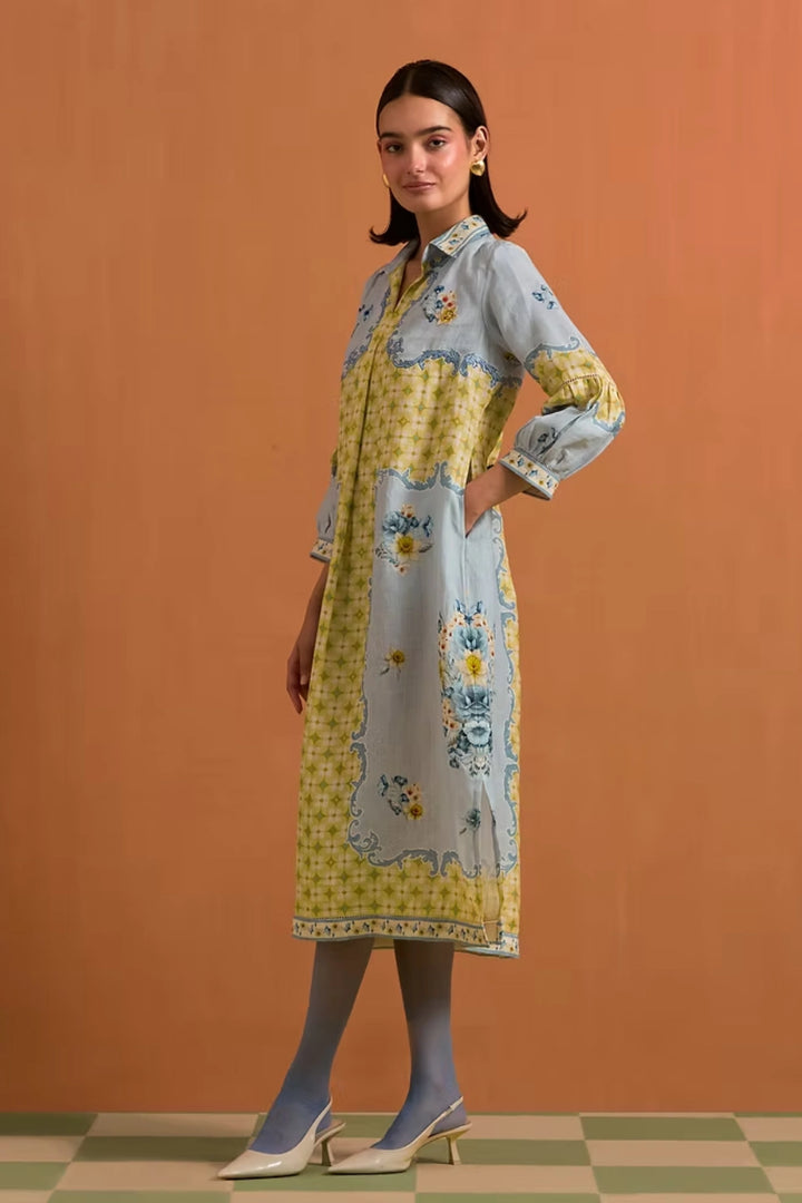 Verdant Shirt Dress- Sky Blue