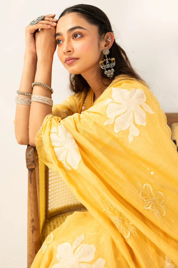 Zara Mul Chanderi Anarkali Set