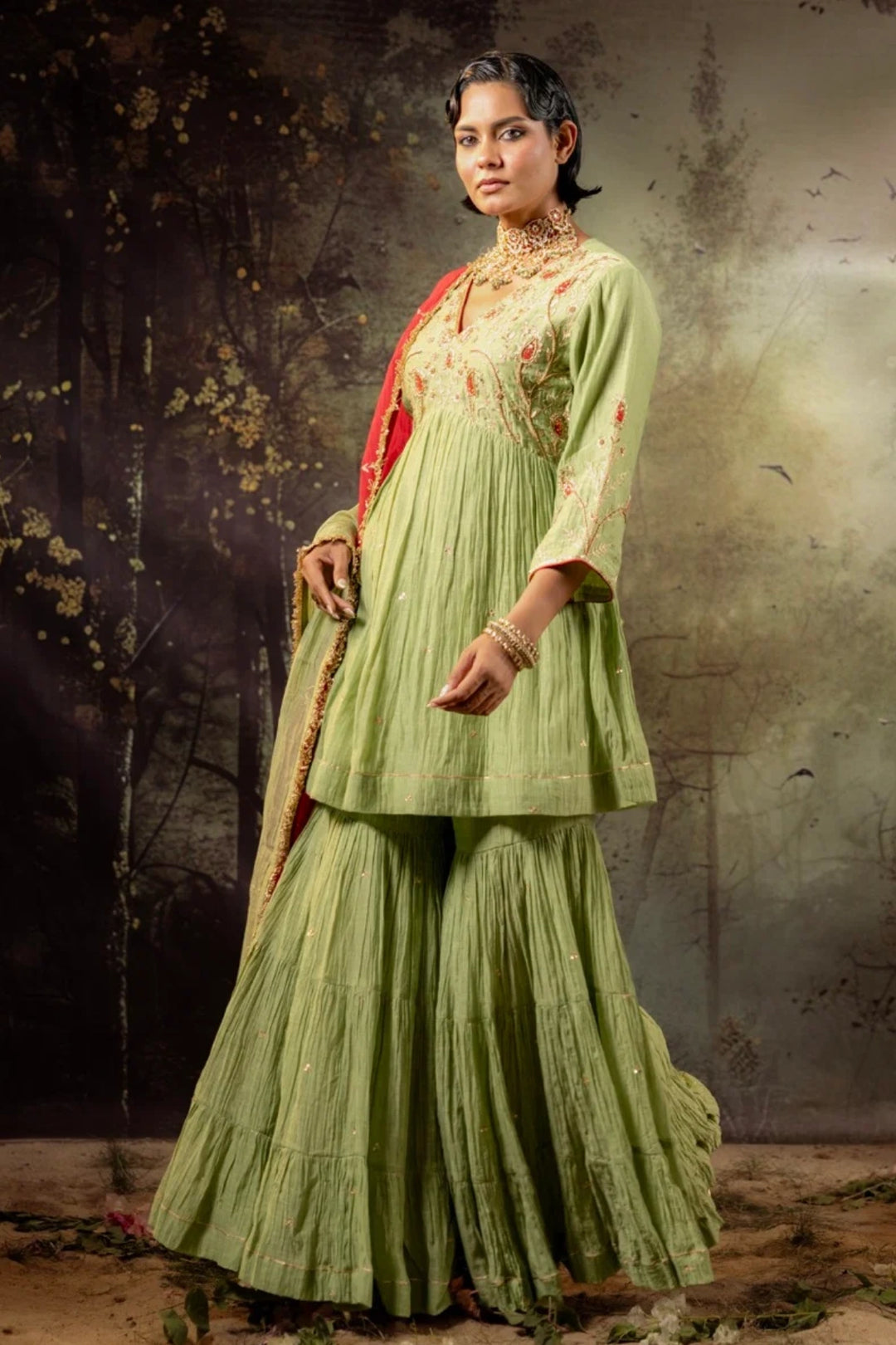 Elaichi Green Ambi Sharara Set