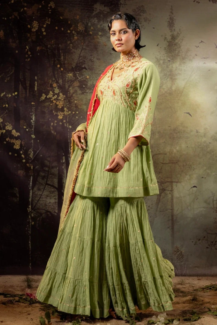 Elaichi Green Ambi Sharara Set