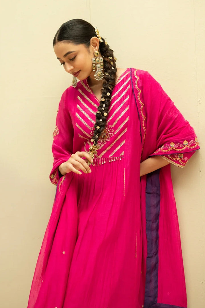 Jhoomar Mul Chanderi Aline Kurta Set