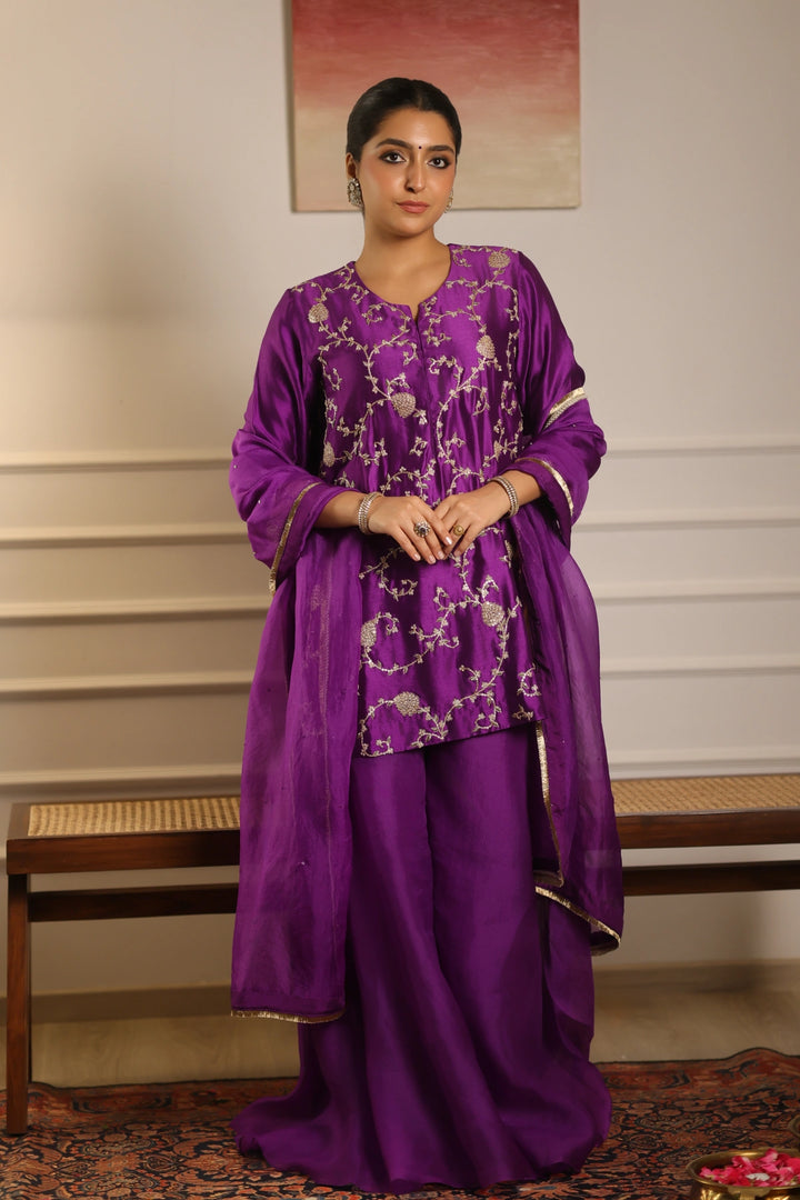 Noor Sharara Set - Purple