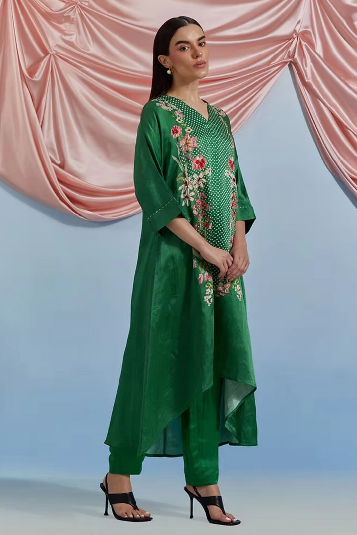 Amore Kurta Set - Forest Green