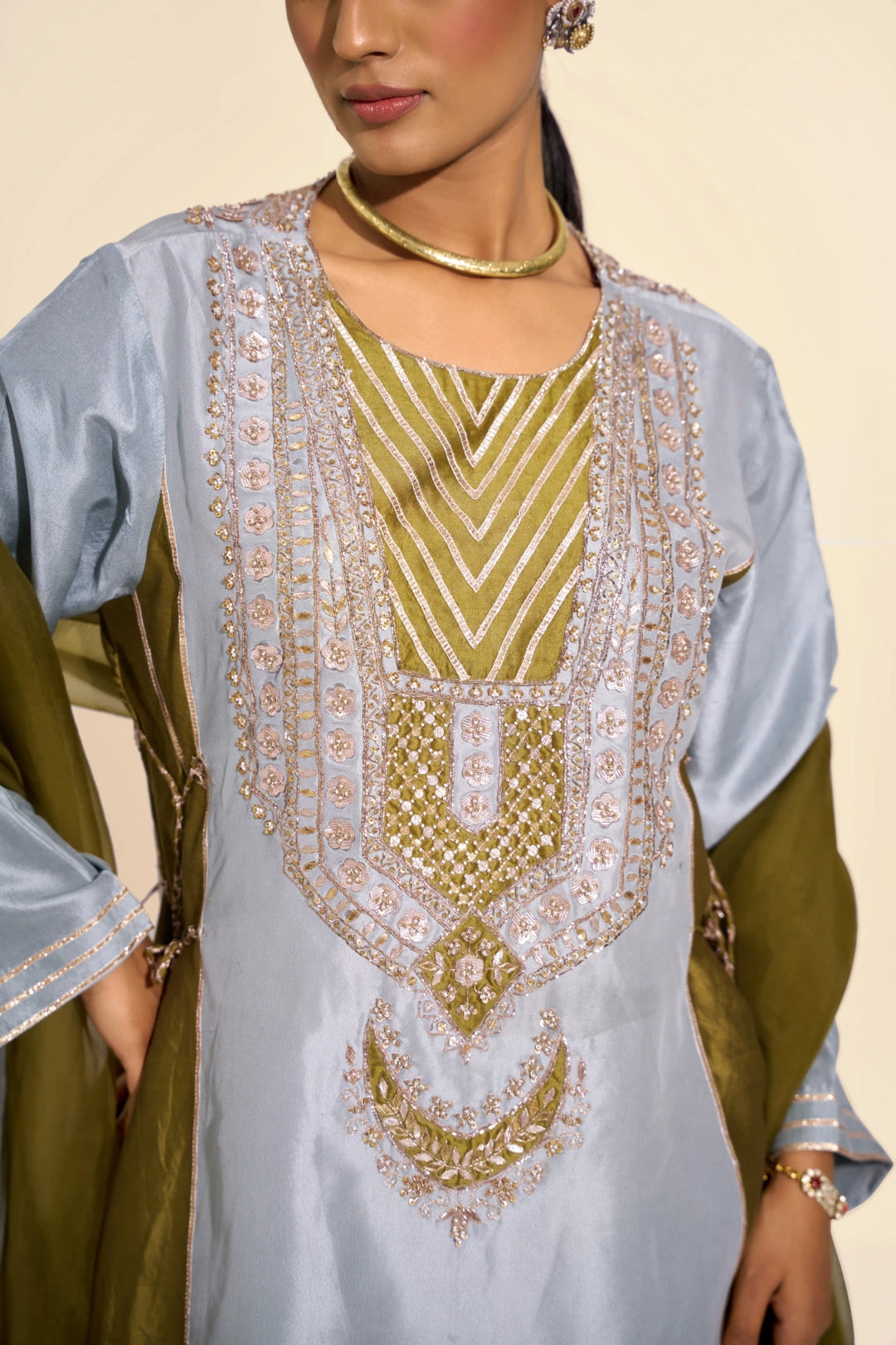 Ice blue kurta set
