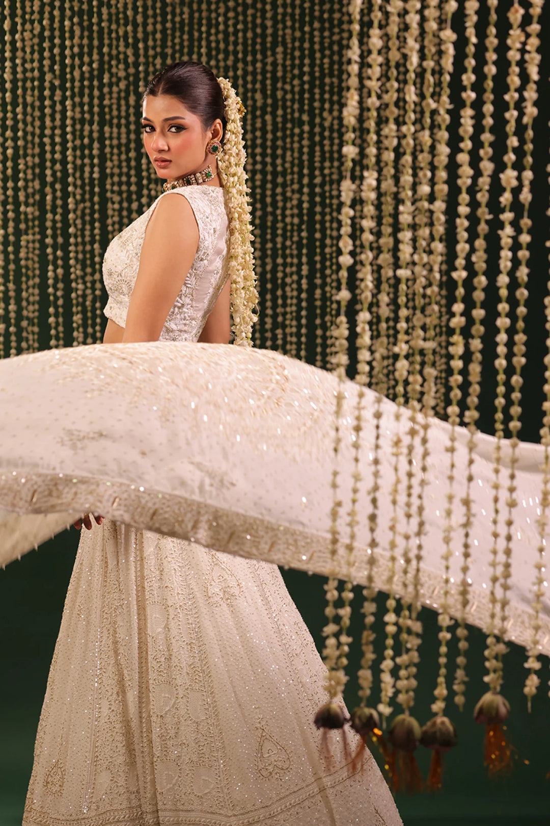Ivory Pure and Premium Georgette Lehenga and Dupatta Set