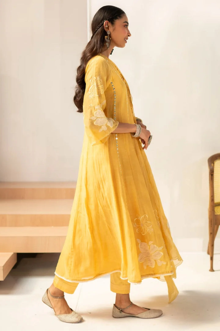 Zara Mul Chanderi Anarkali Set