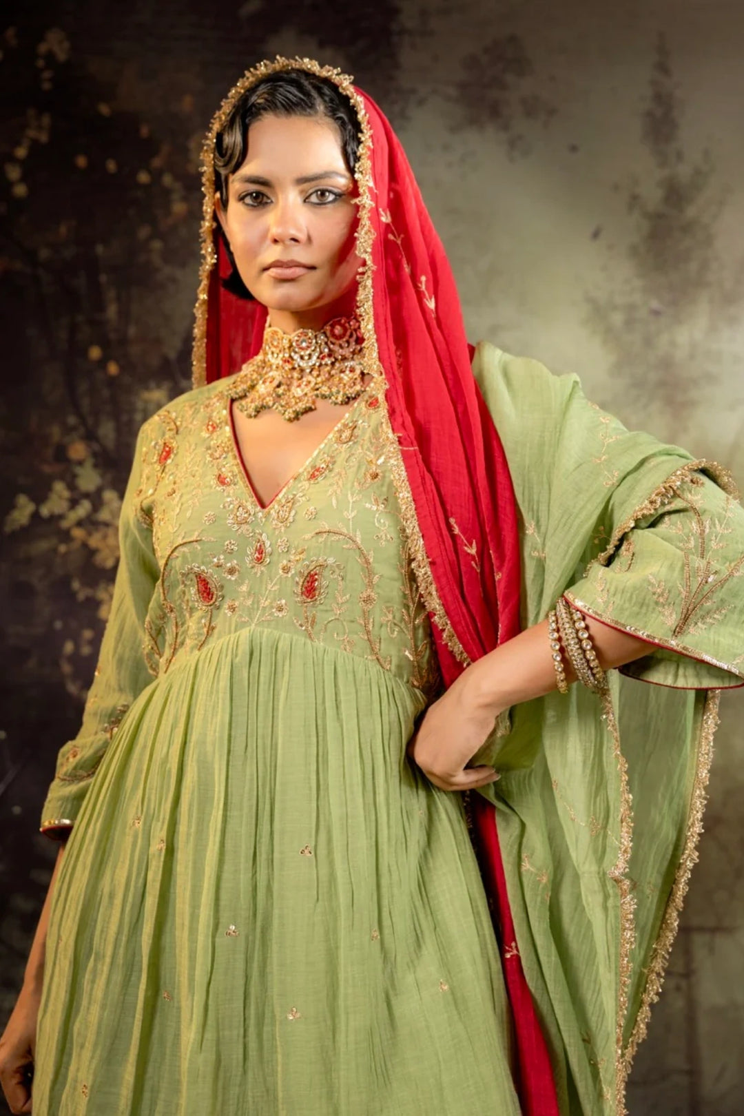 Elaichi Green Ambi Sharara Set