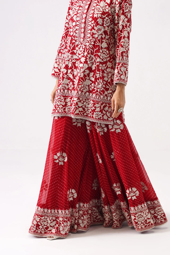 Red Sharara Set