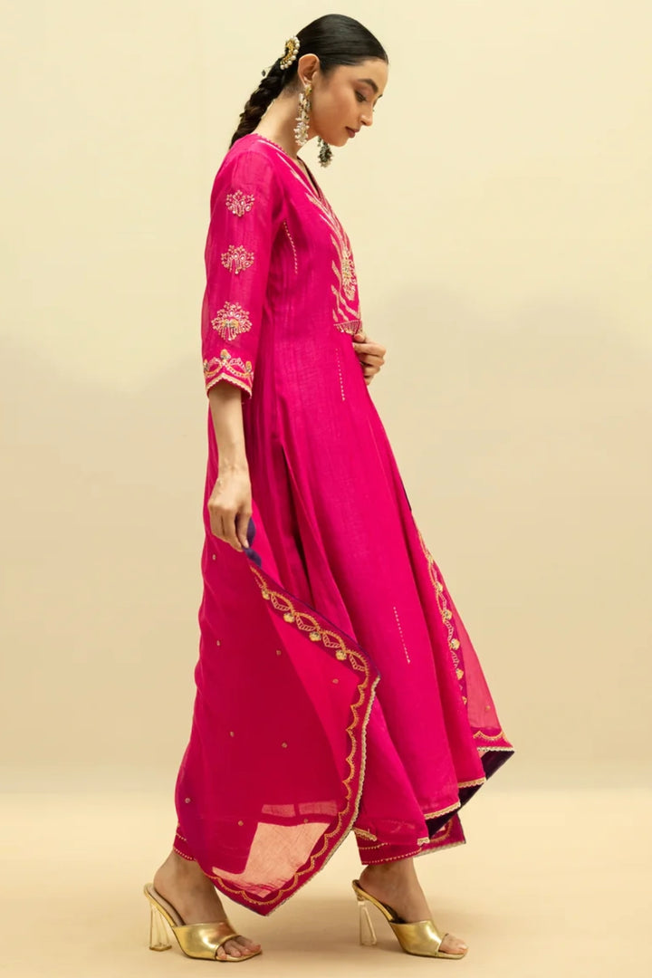 Jhoomar Mul Chanderi Aline Kurta Set