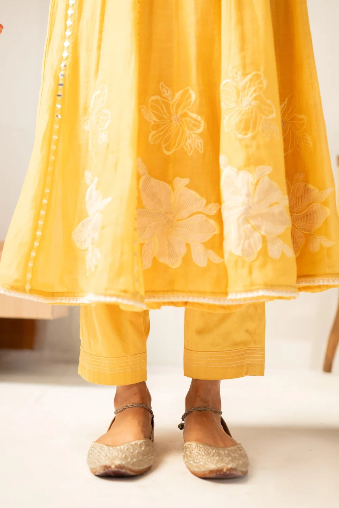 Zara Mul Chanderi Anarkali Set