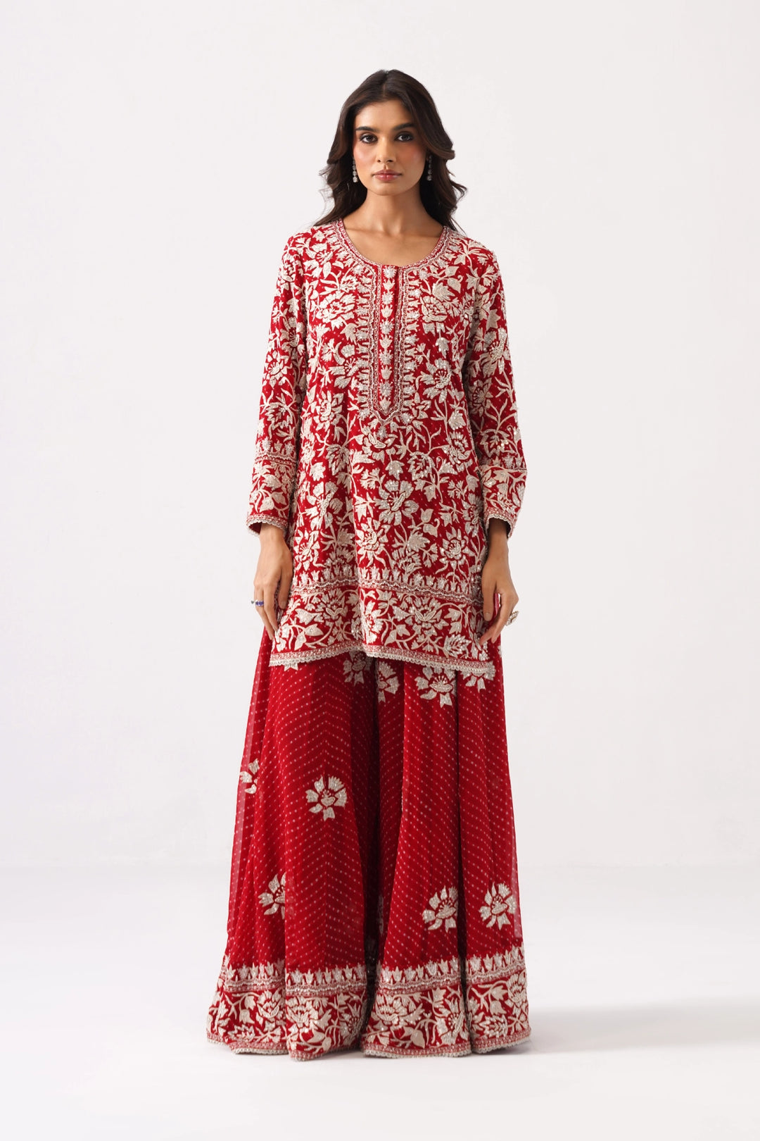 Red Sharara Set