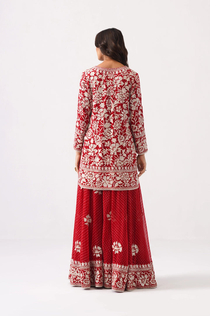 Red Sharara Set