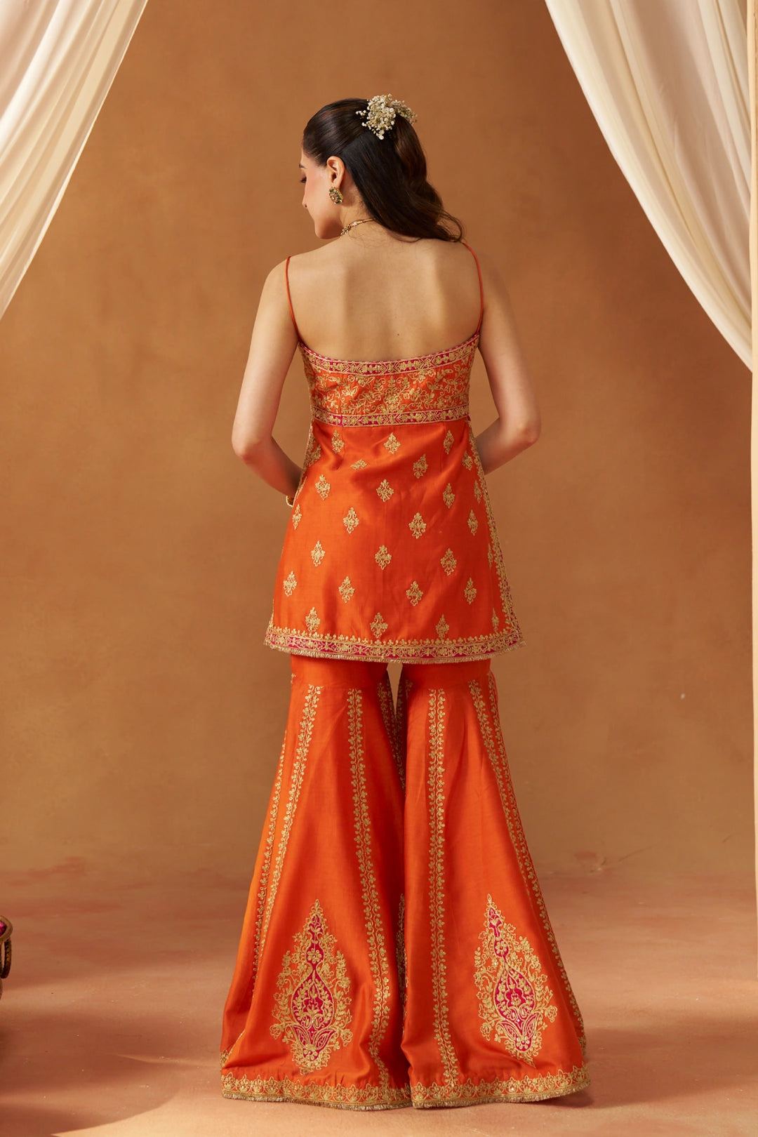 Najma Burnt Orange Kurta with Garara and Dupatta