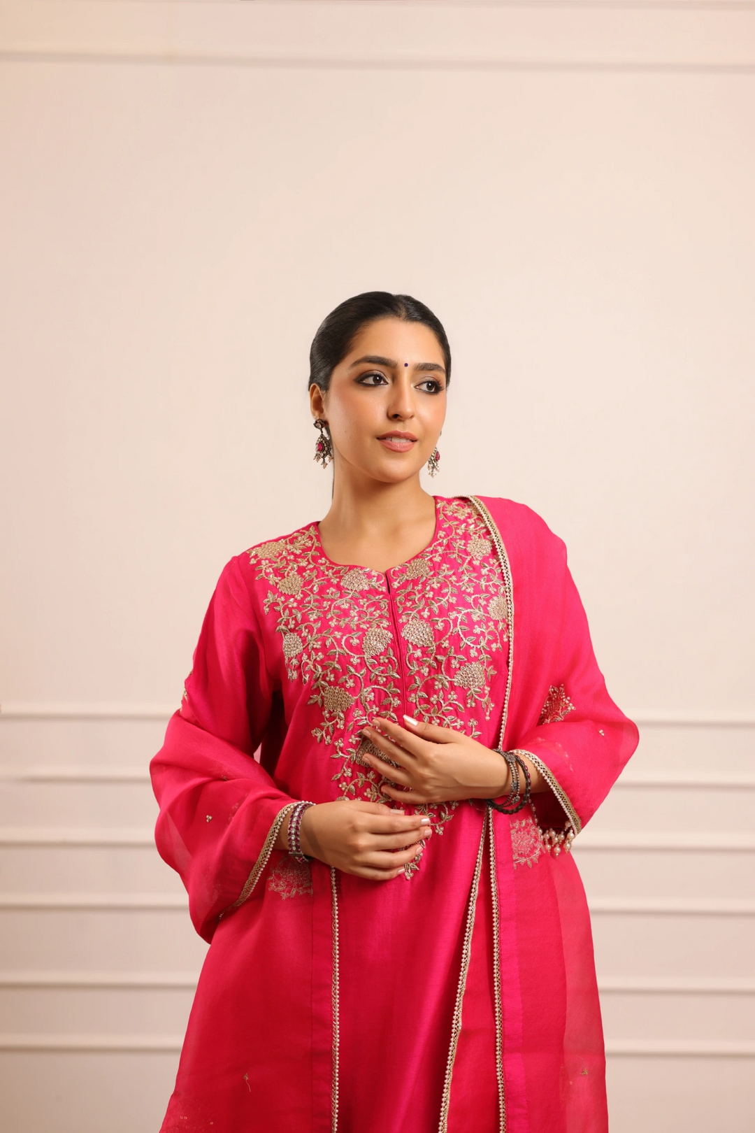 Noor Suit Set Rani Pink