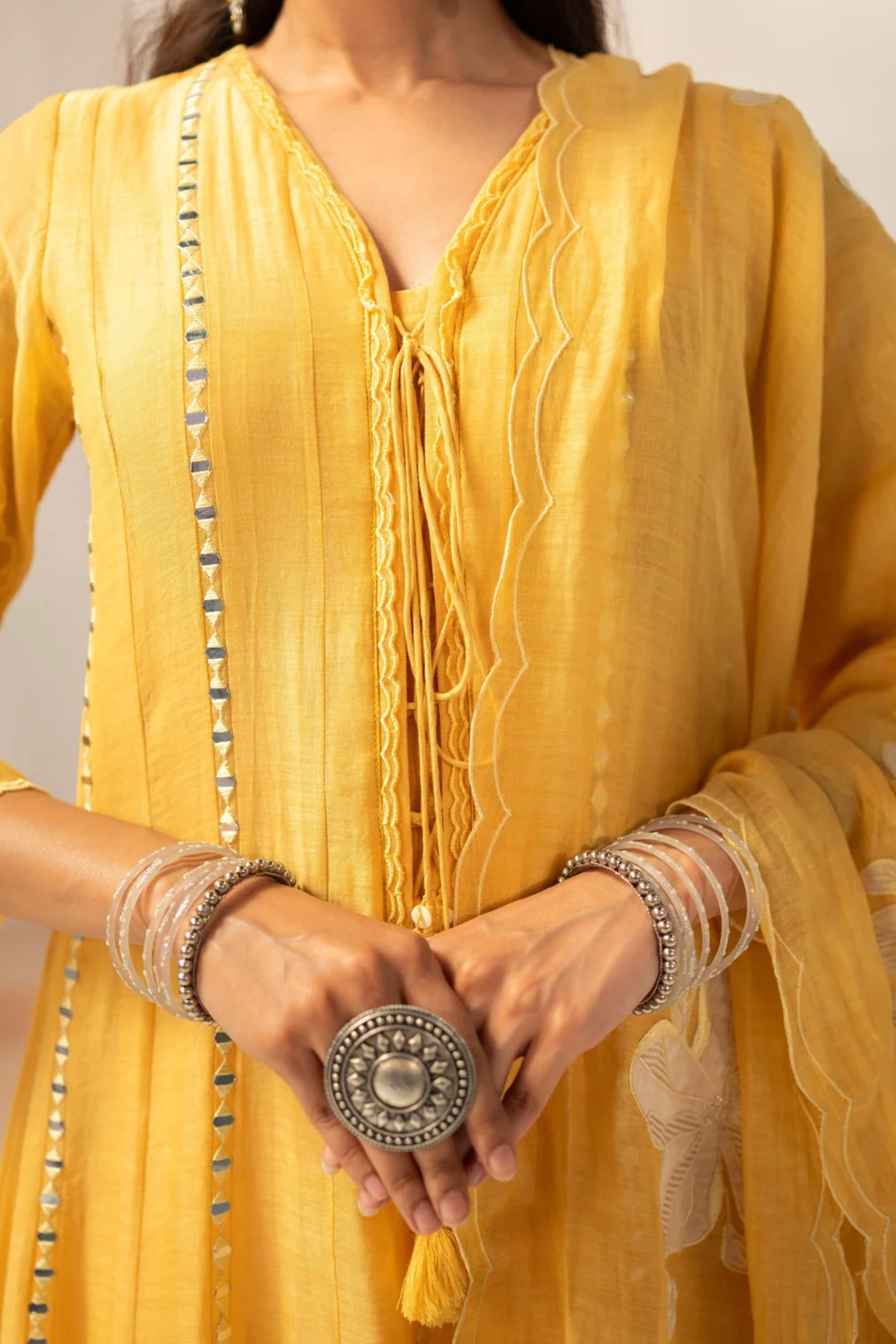 Zara Mul Chanderi Anarkali Set
