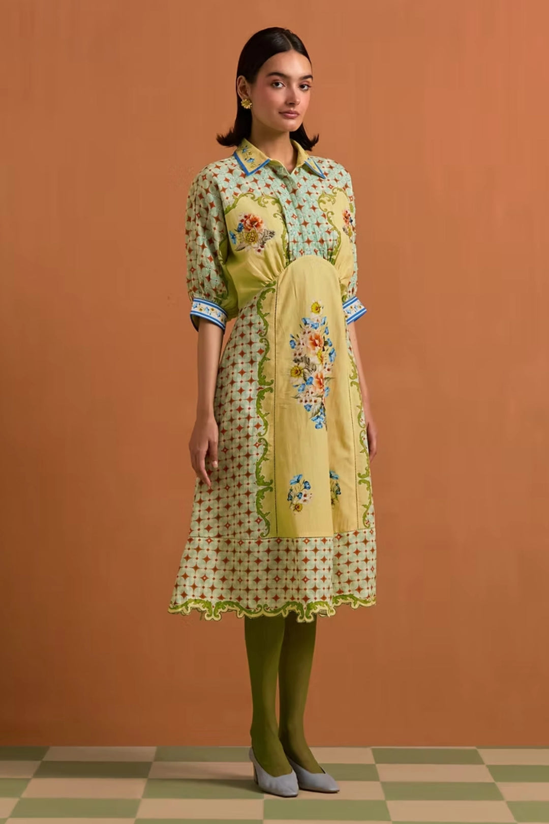 Verdant Kimono dress - Fun yellow