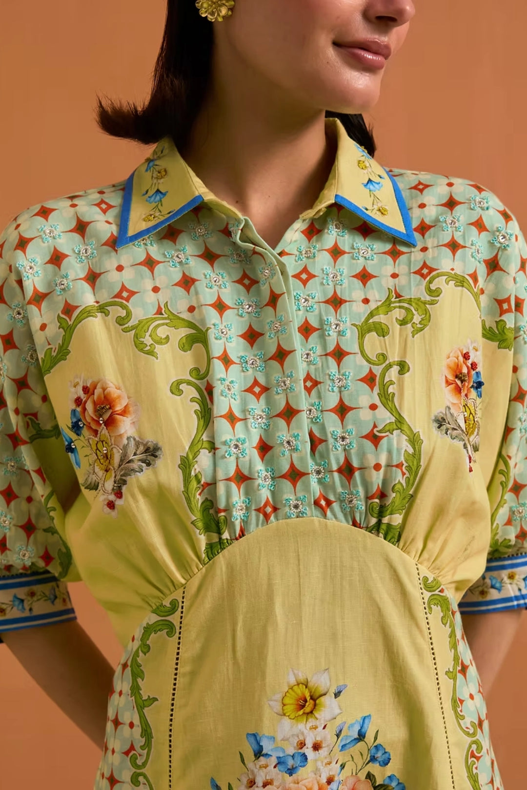 Verdant Kimono dress - Fun yellow
